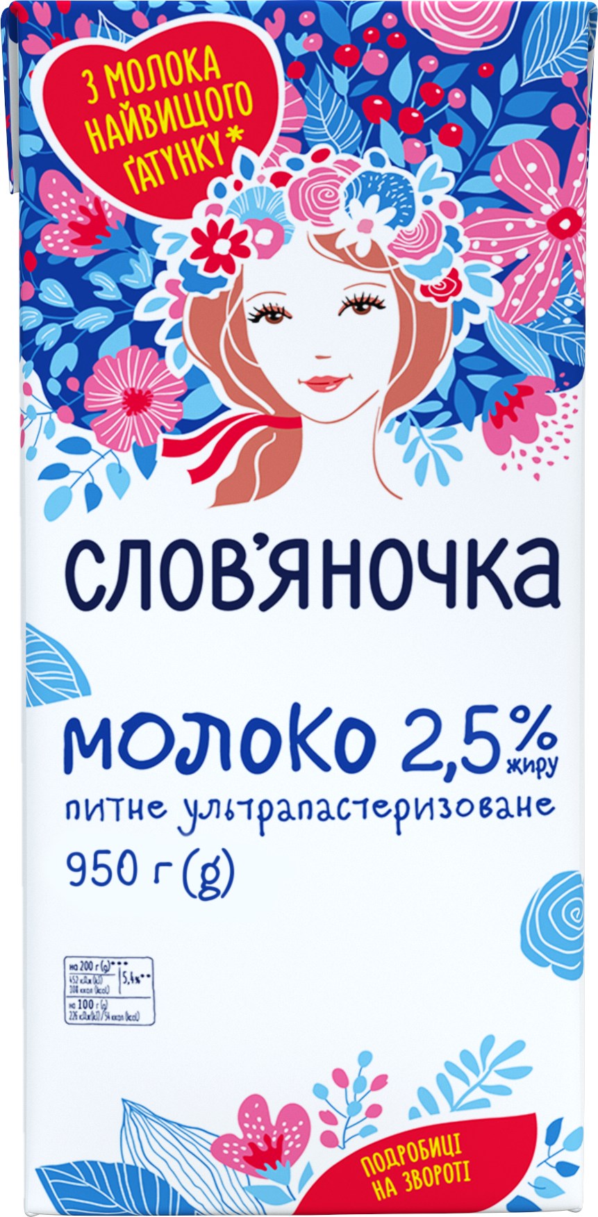 Молоко Ультрапастеризоване Слов'яночка 2.5% 0.950кг